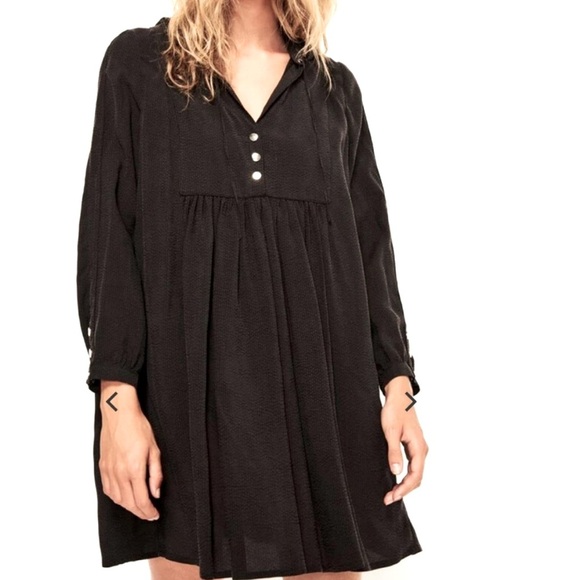ba&sh Lightweight Hooded Black Long sleeve Flowy dress. Size Large - Picture 10 of 10